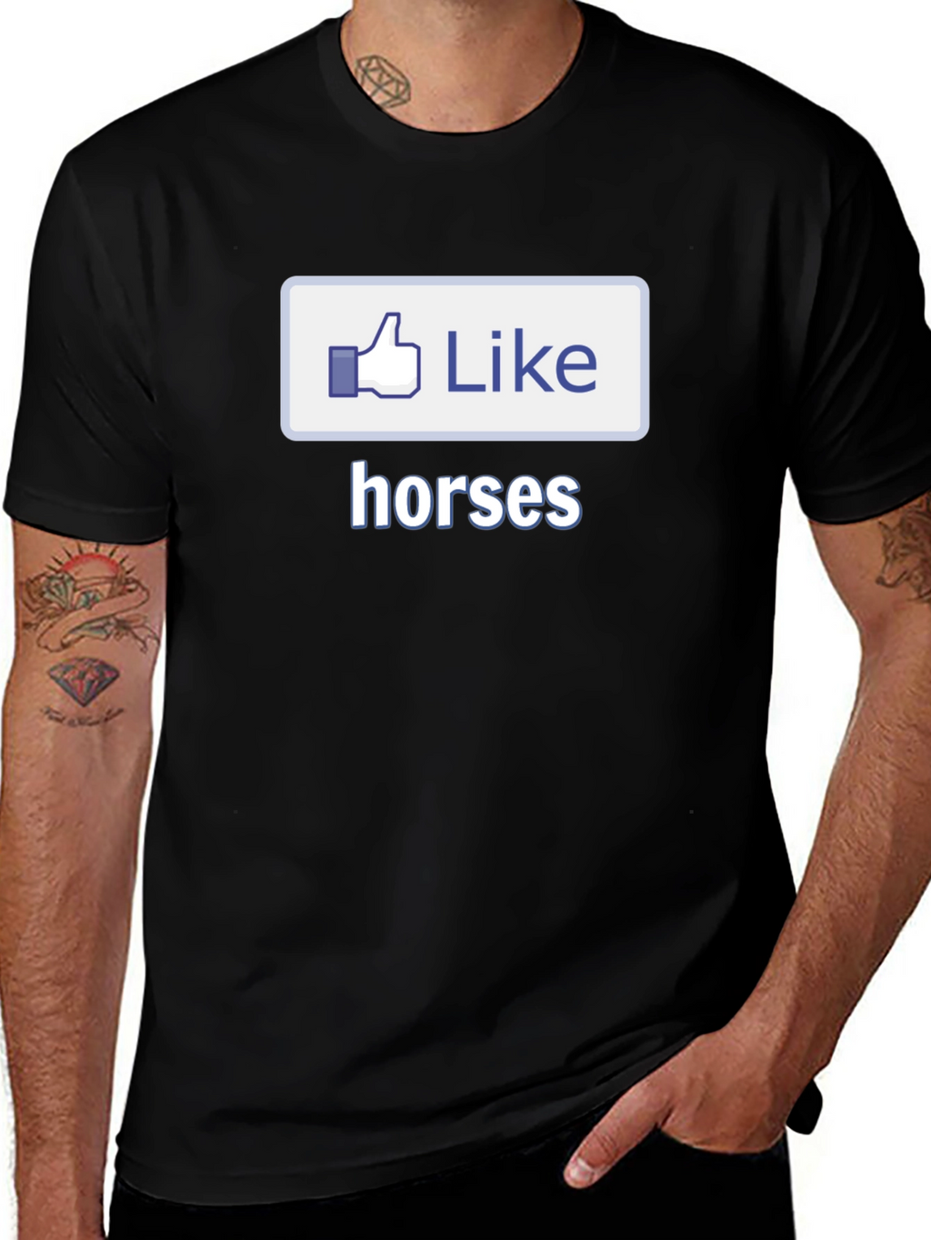 I Like Horses Black T-Shirt Novelty Graphic Tee