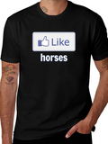 I Like Horses Black T-Shirt Novelty Graphic Tee