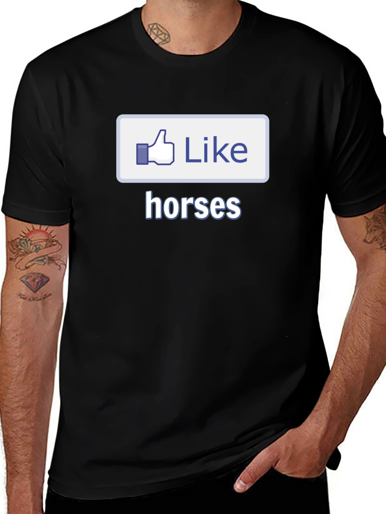 I Like Horses Black T-Shirt Novelty Graphic Tee