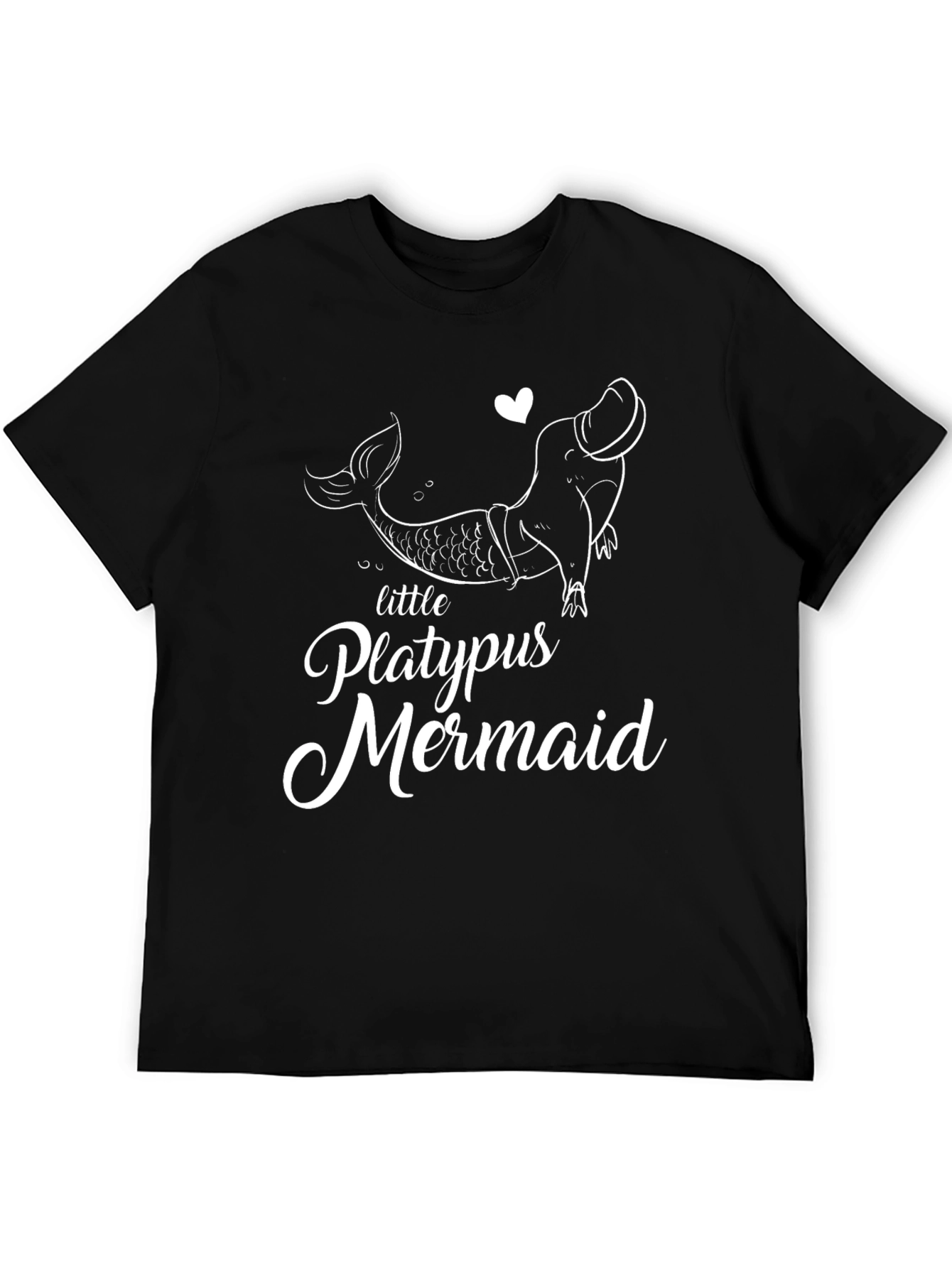 Little Platypus Mermaid Graphic T-Shirt - Unisex Black Tee