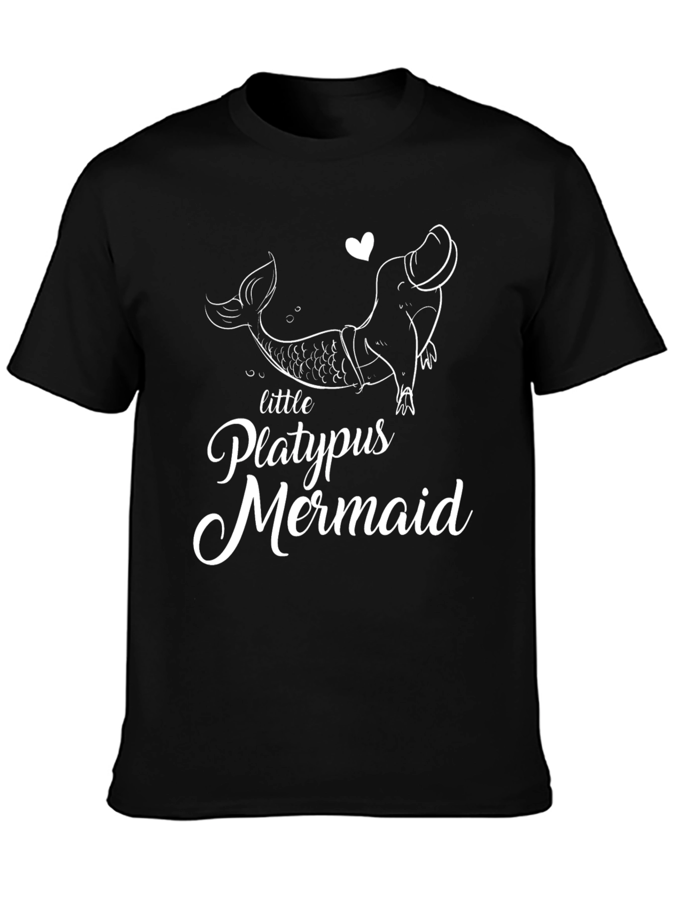Little Platypus Mermaid Graphic T-Shirt - Unisex Black Tee
