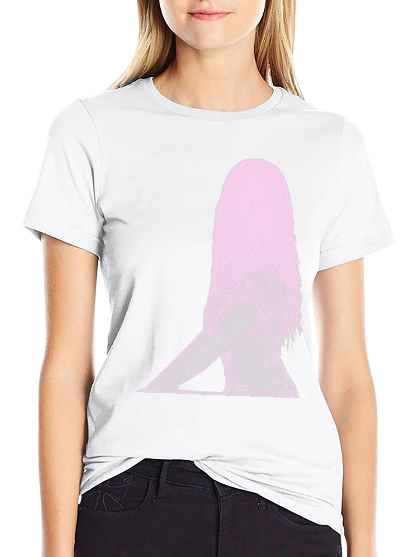 Abstract Woman Graphic Print Black T-Shirt