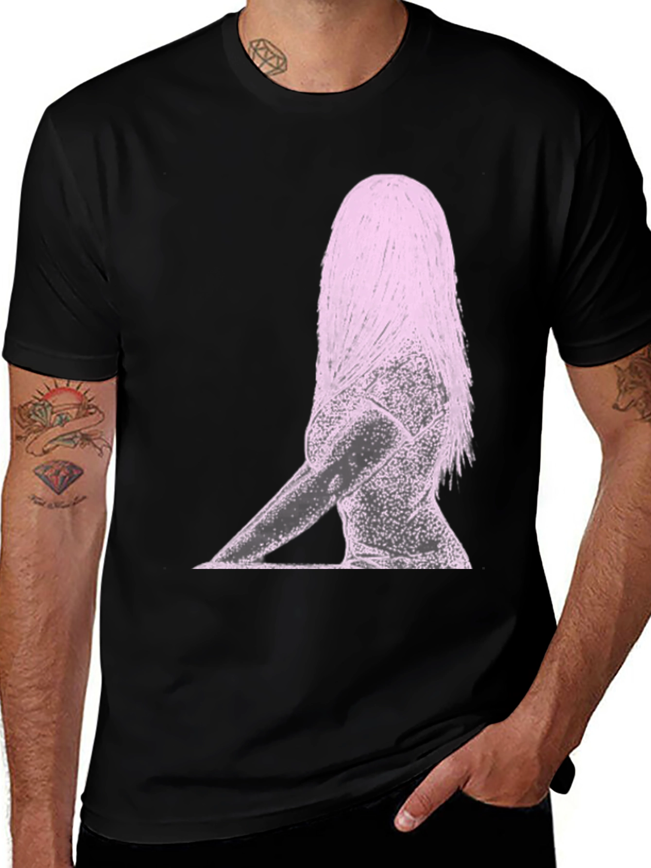 Abstract Woman Graphic Print Black T-Shirt
