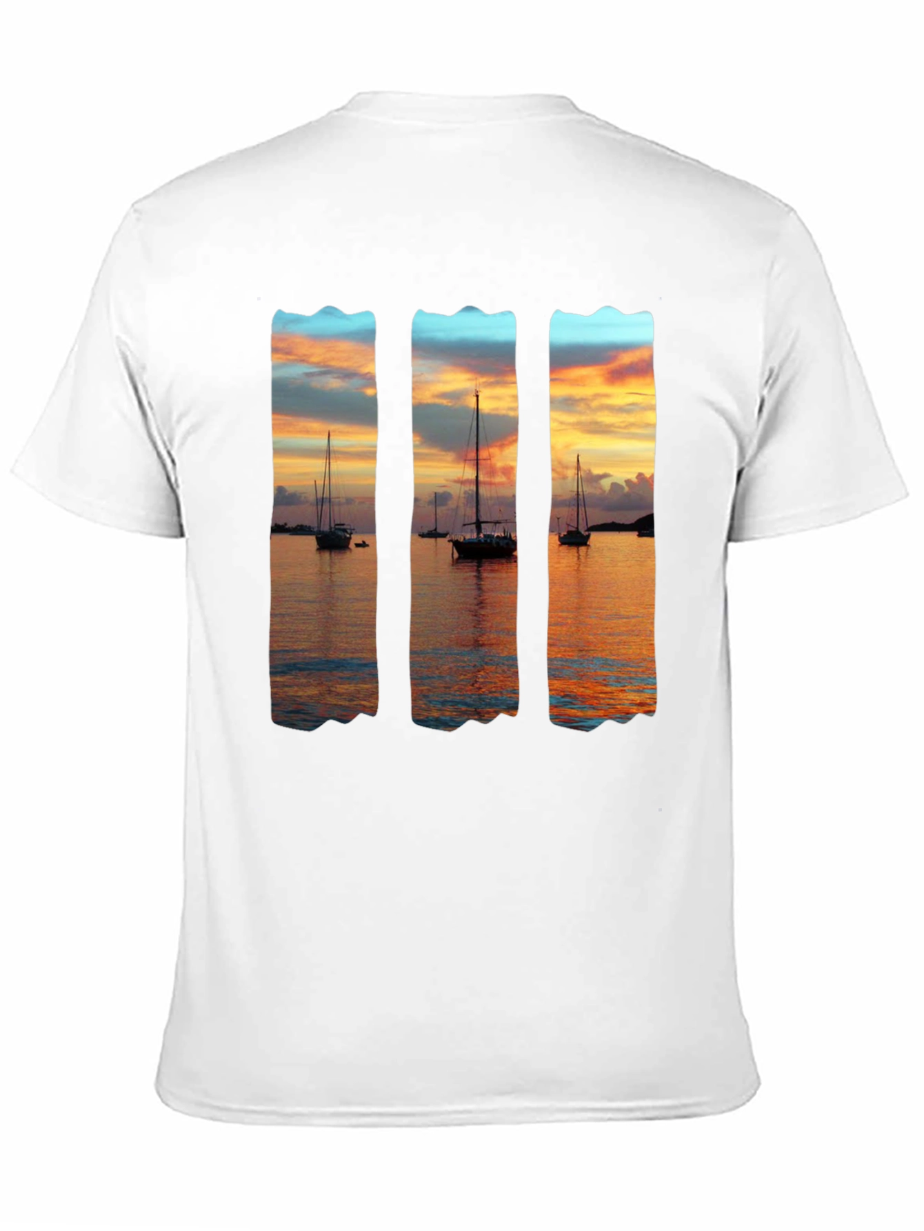 Sunset Sailboat Graphic T-Shirt - Black