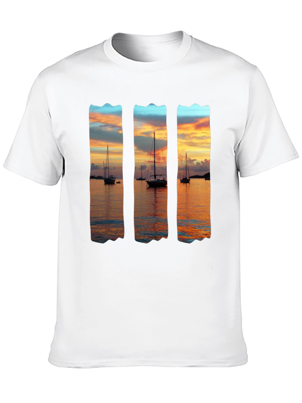 Sunset Sailboat Graphic T-Shirt - Black