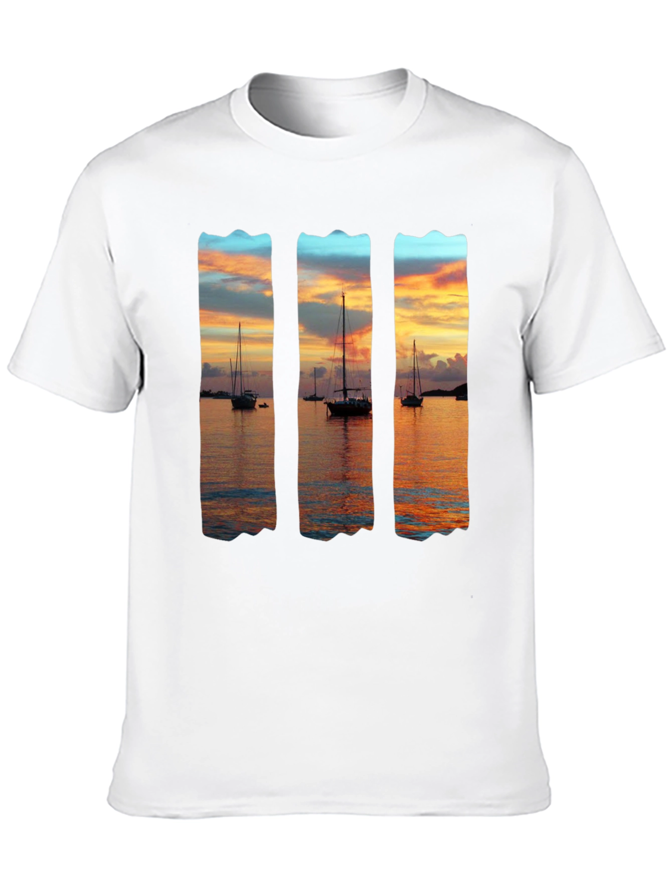 Sunset Sailboat Graphic T-Shirt - Black