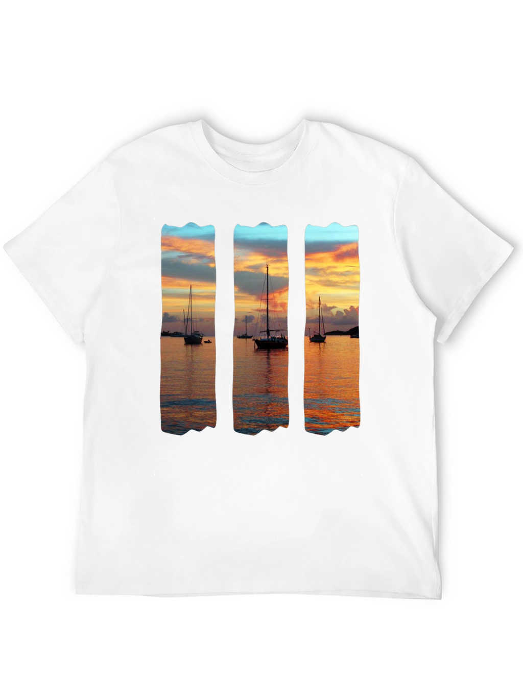 Sunset Sailboat Graphic T-Shirt - Black