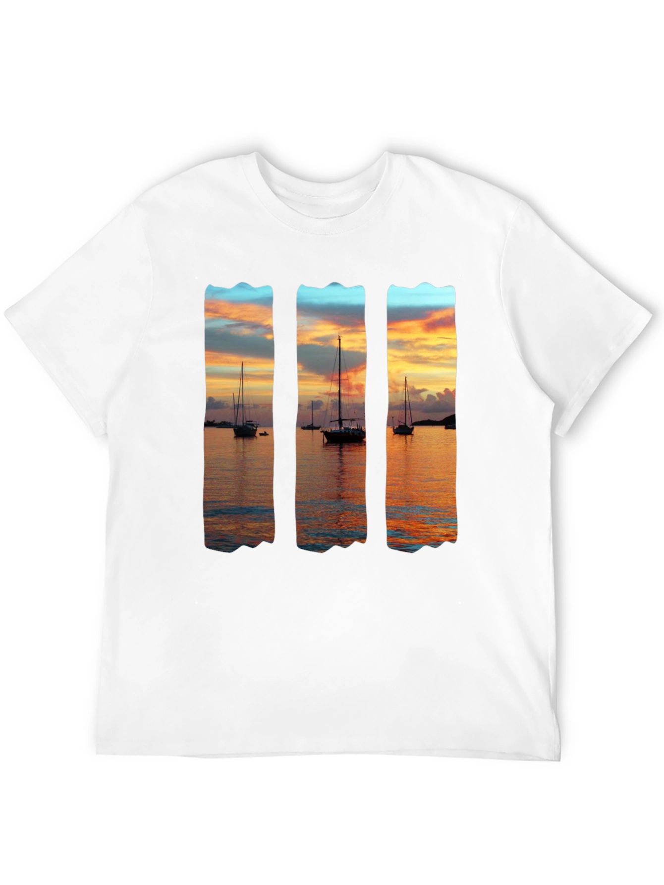 Sunset Sailboat Graphic T-Shirt - Black