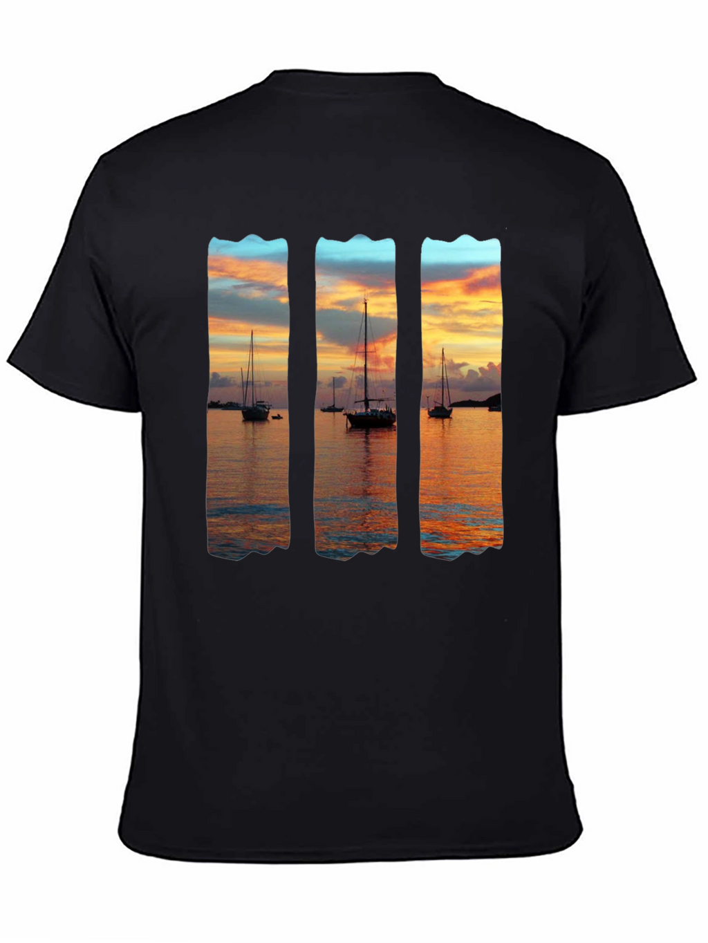 Sunset Sailboat Graphic T-Shirt - Black