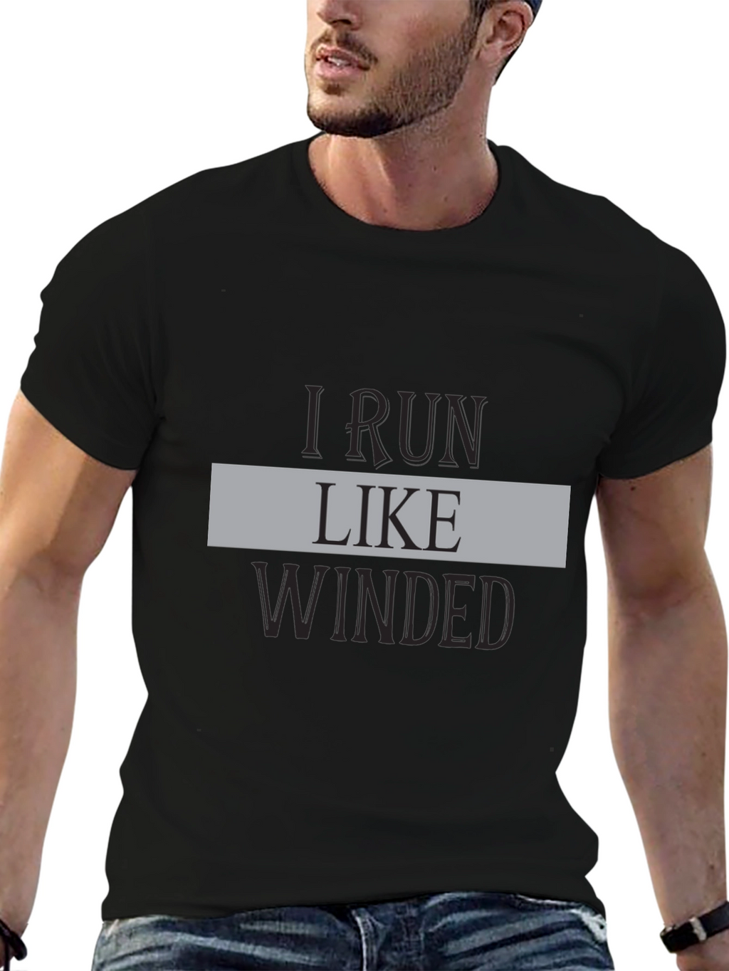 I Run Like Winded Black Graphic Tee