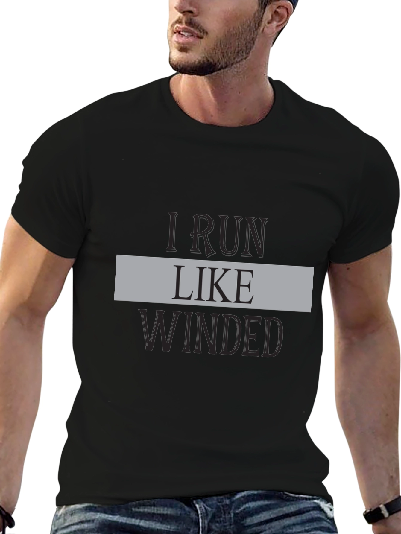 I Run Like Winded Black Graphic Tee