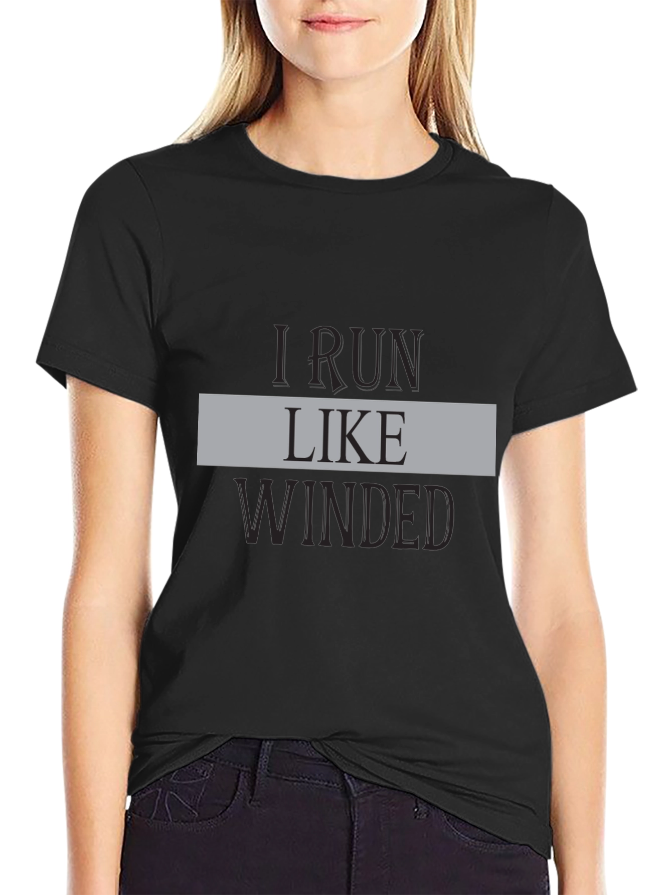 I Run Like Winded Black Graphic Tee