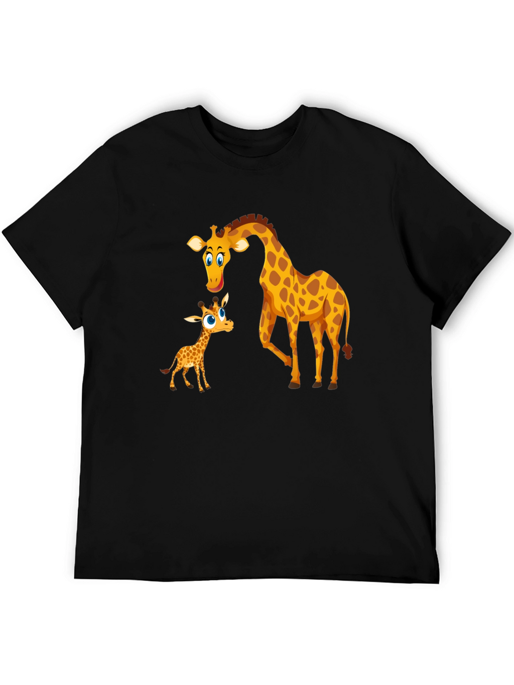 Cute Giraffe Family Black T-Shirt