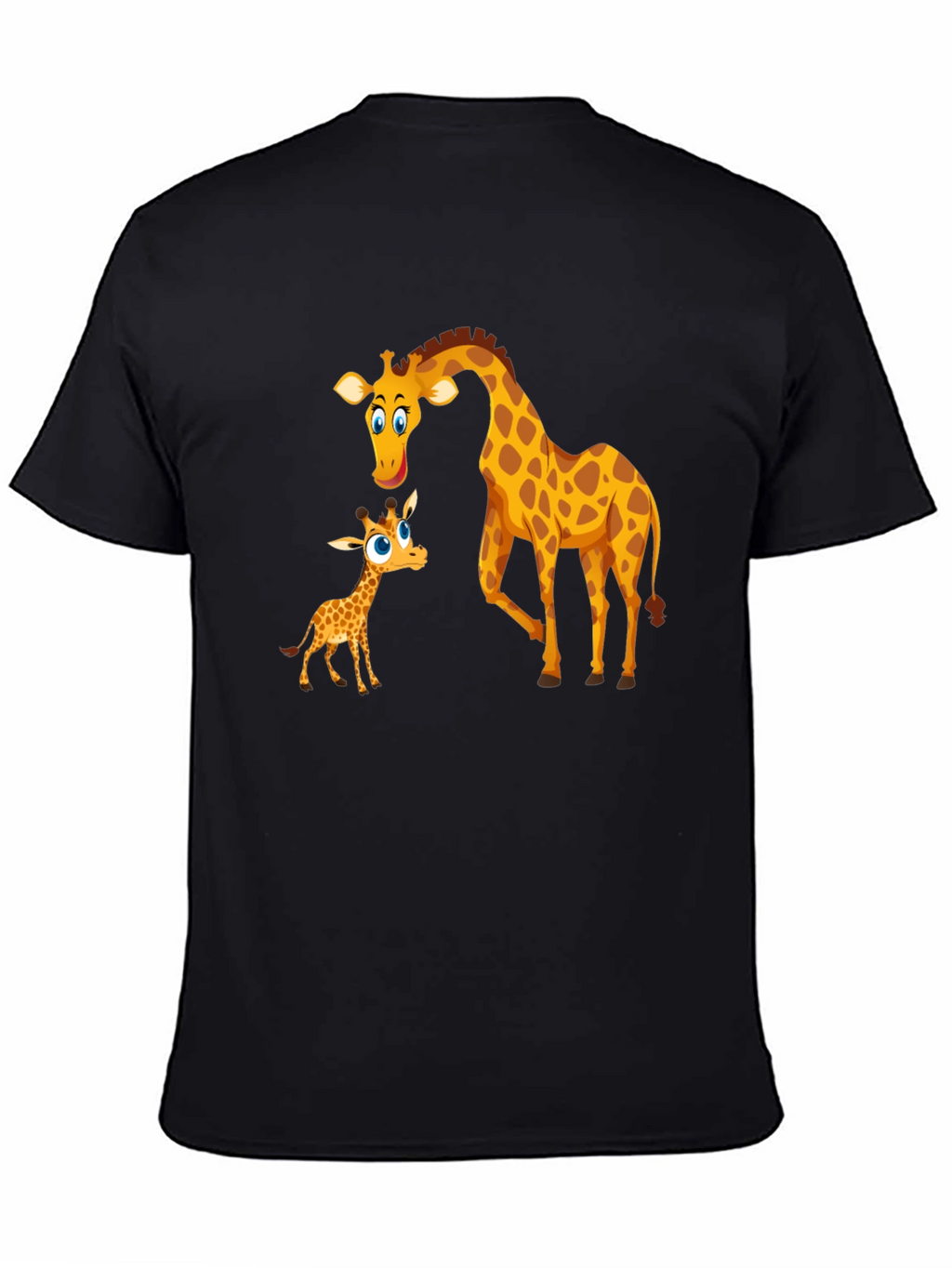 Cute Giraffe Family Black T-Shirt