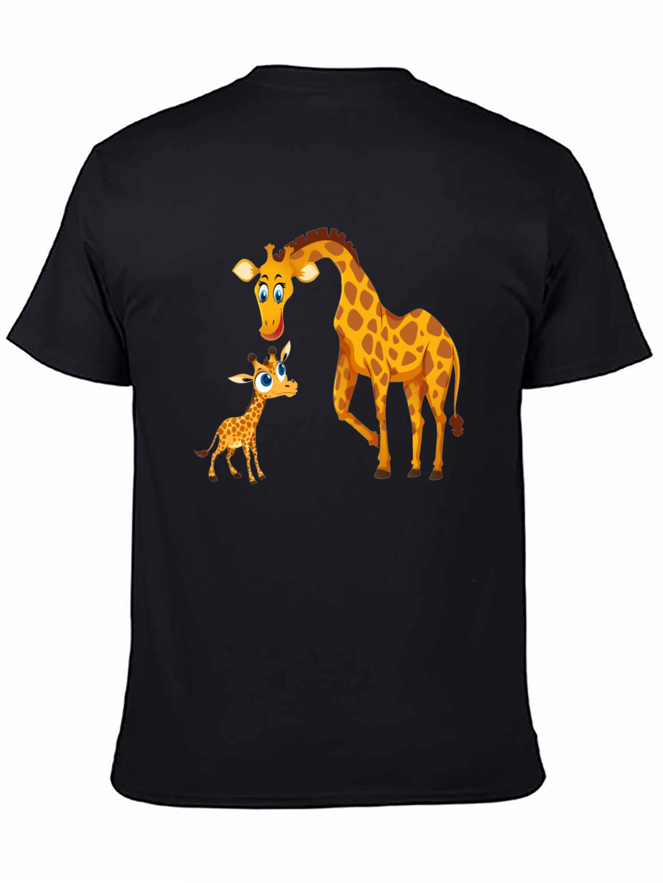 Cute Giraffe Family Black T-Shirt