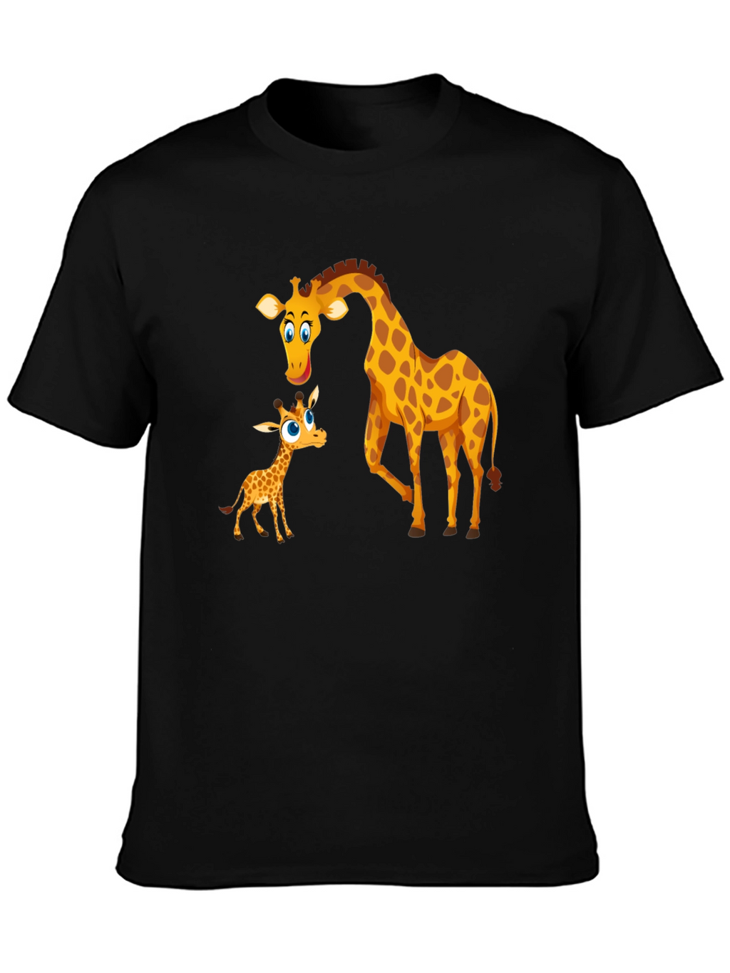 Cute Giraffe Family Black T-Shirt