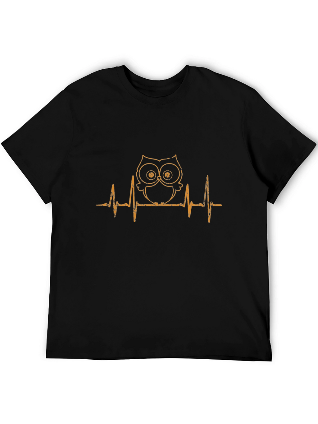 Owl Heartbeat Graphic T-Shirt - Black