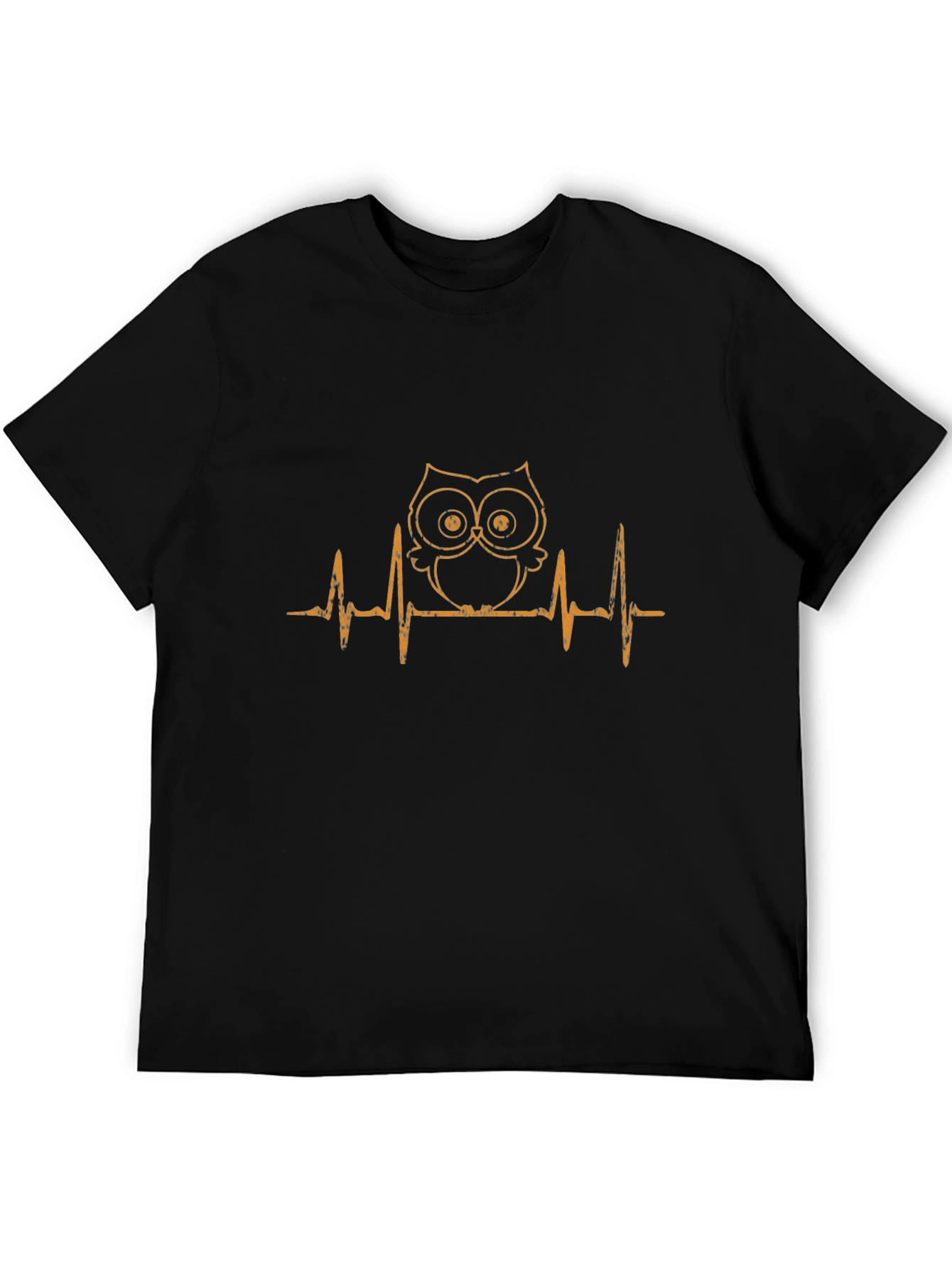 Owl Heartbeat Graphic T-Shirt - Black