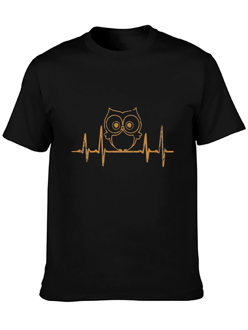 Owl Heartbeat Graphic T-Shirt - Black