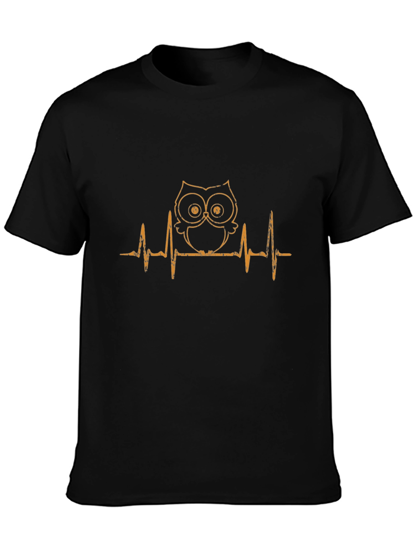 Owl Heartbeat Graphic T-Shirt - Black