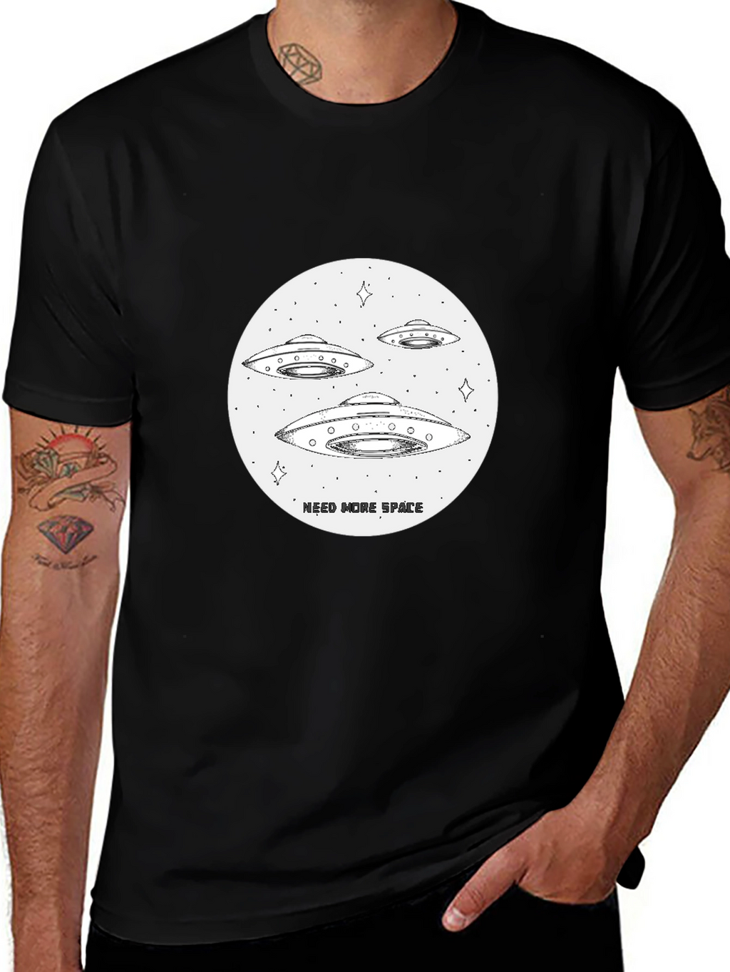 Need More Space UFO T-Shirt - Black