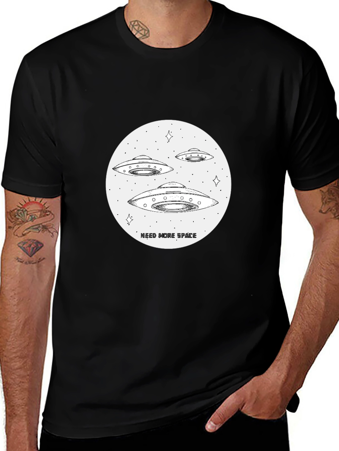 Need More Space UFO T-Shirt - Black