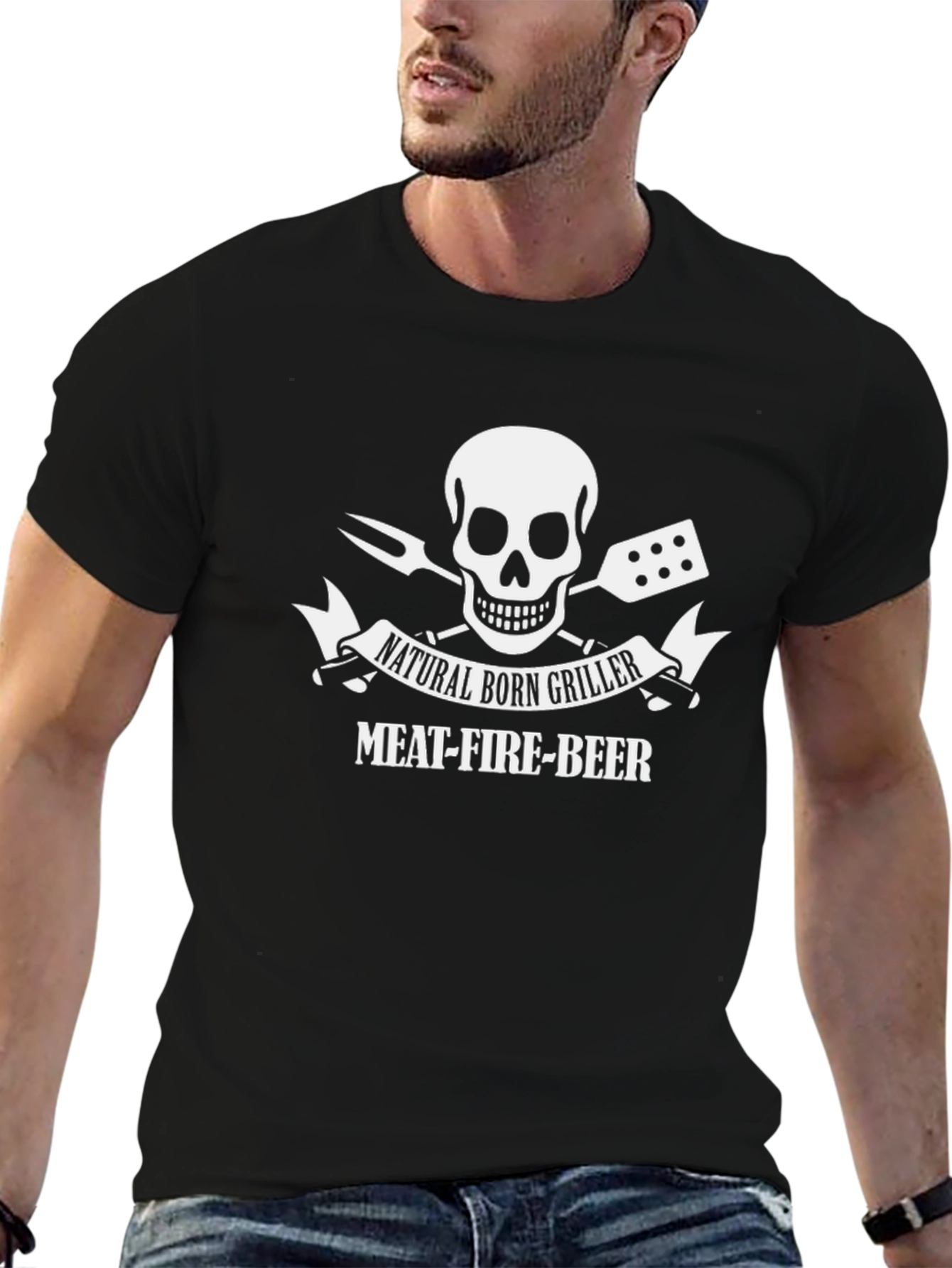 Natural Born Griller T-Shirt - Meat Fire Beer!