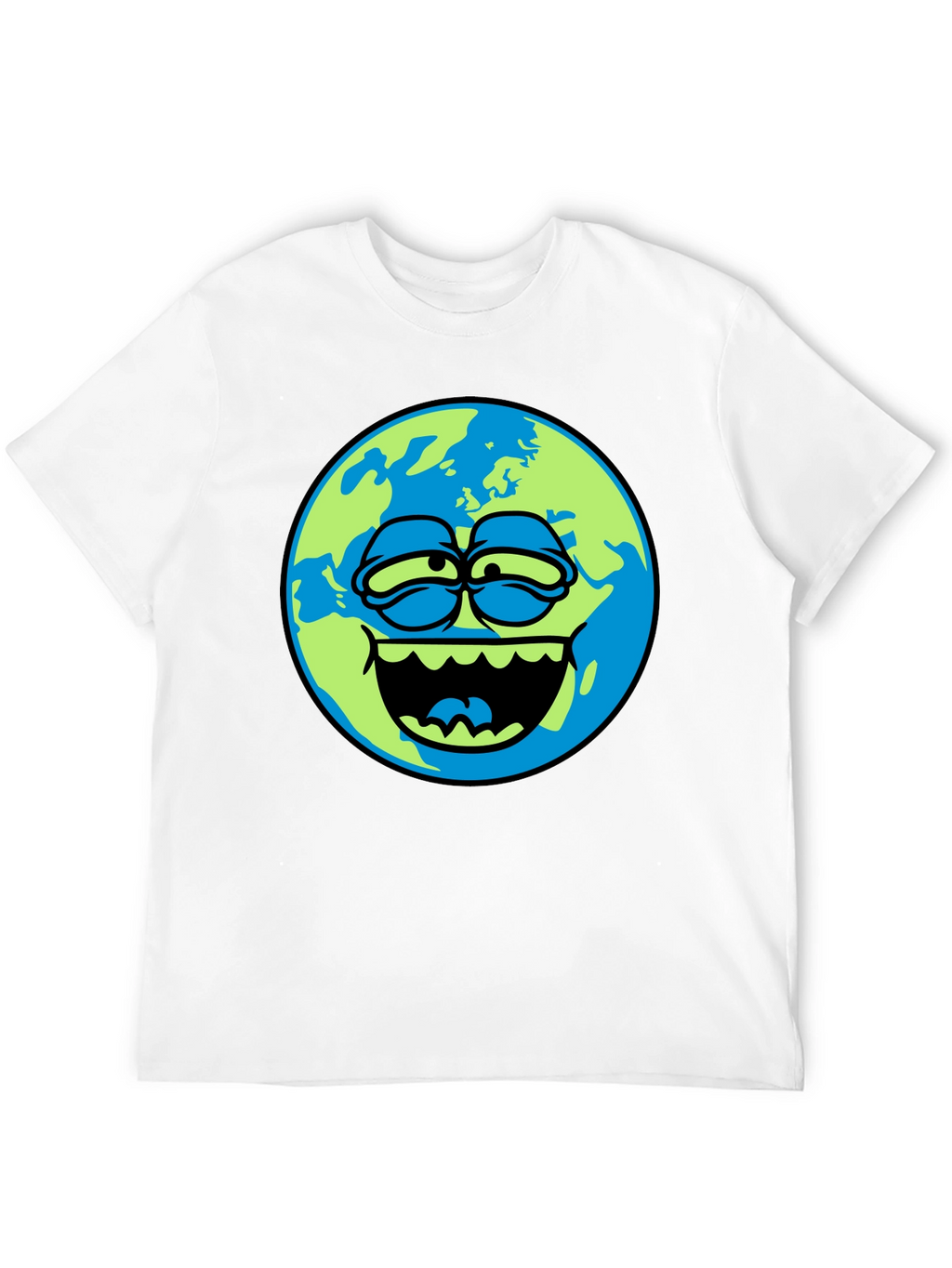 Cartoon Earth Graphic Tee - Mens Black T-Shirt