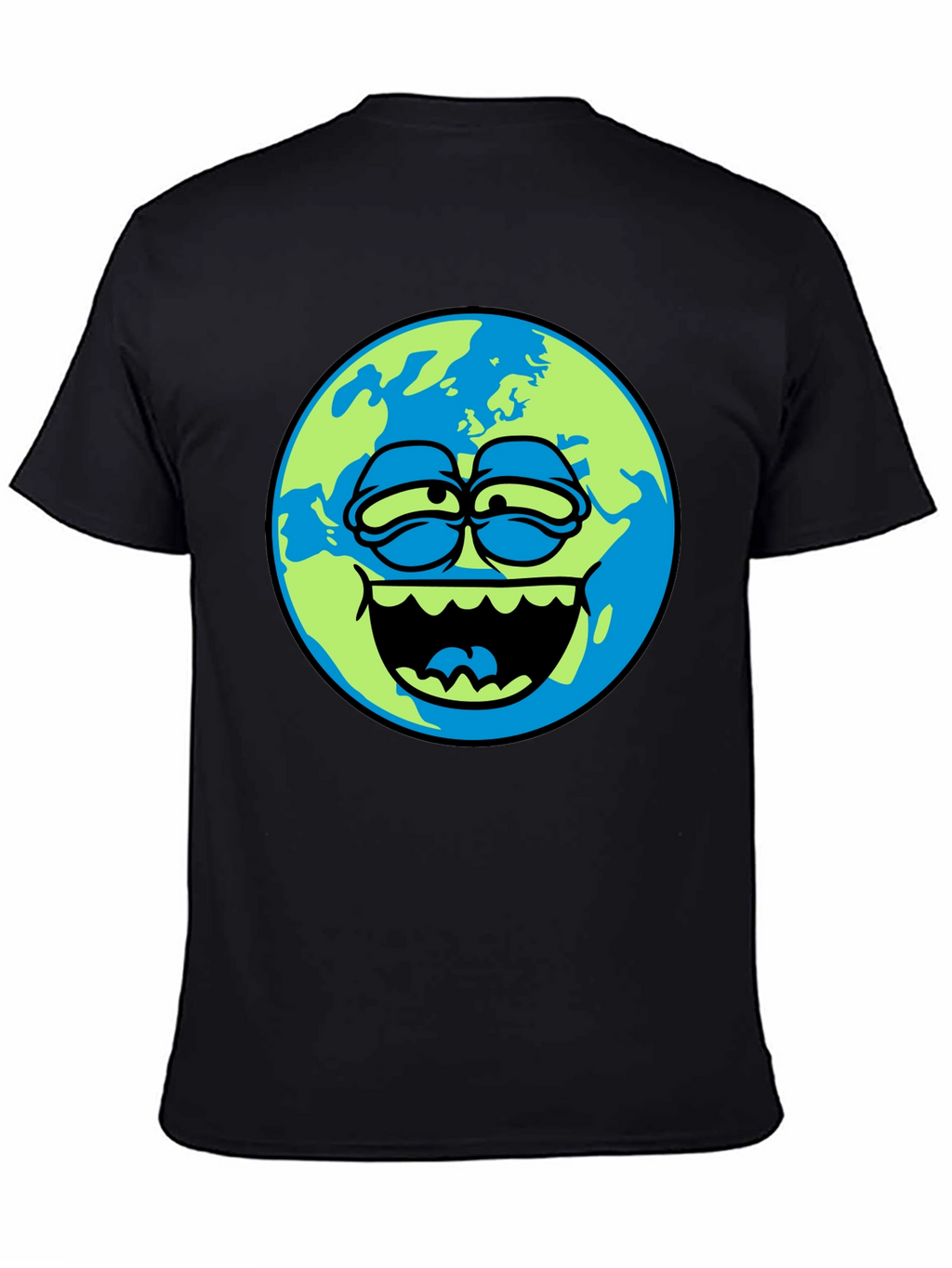 Cartoon Earth Graphic Tee - Mens Black T-Shirt