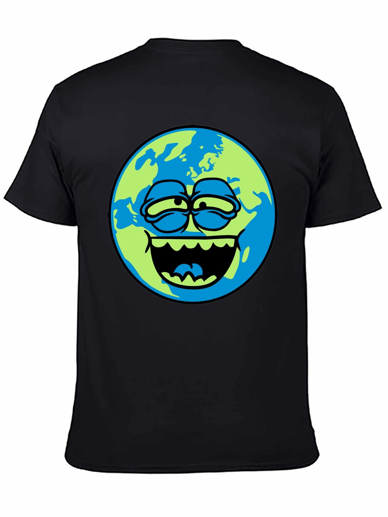 Cartoon Earth Graphic Tee - Mens Black T-Shirt