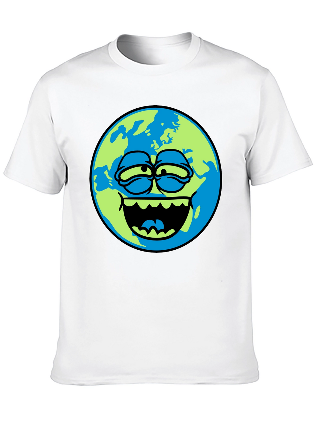 Cartoon Earth Graphic Tee - Mens Black T-Shirt