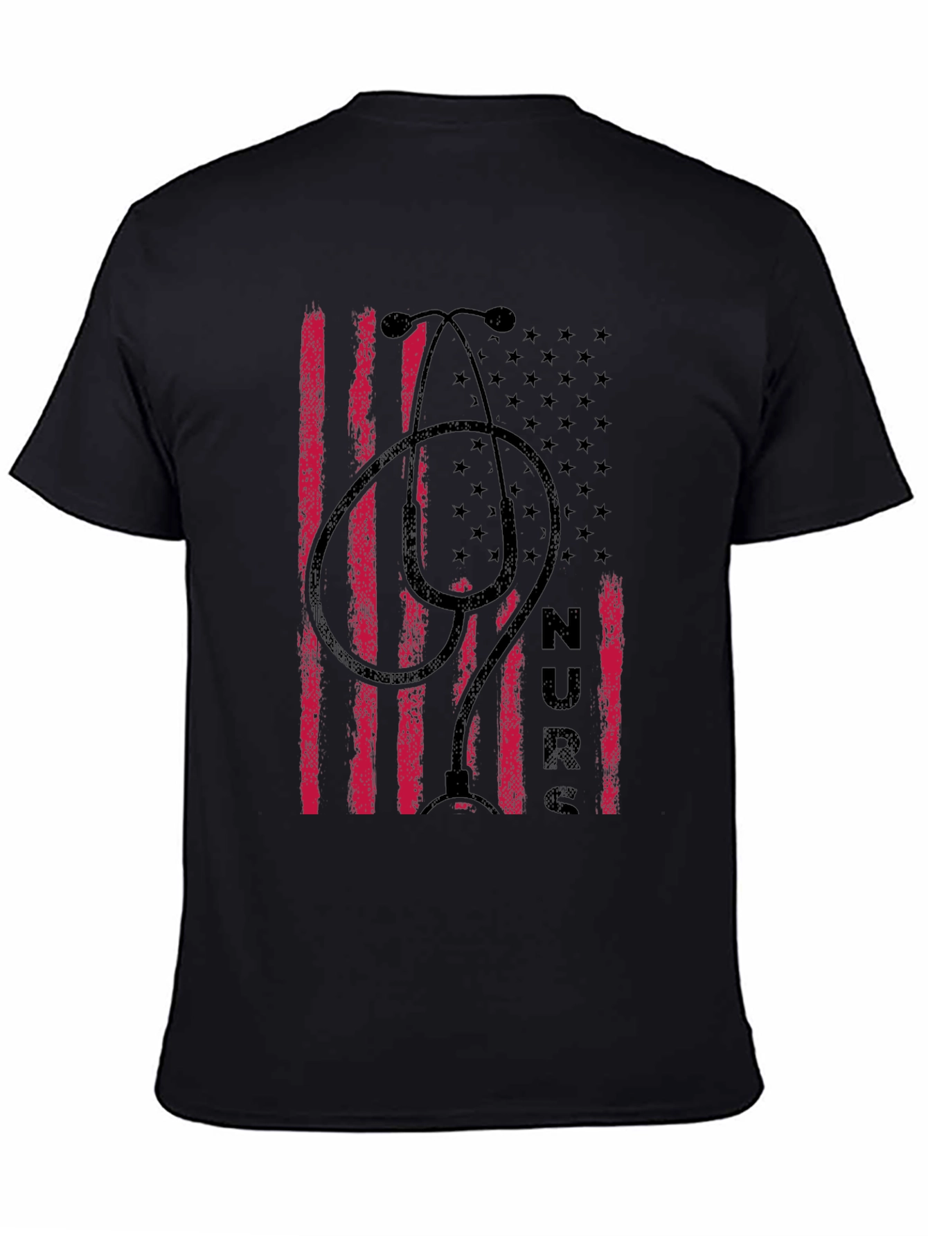Nurse American Flag Stethoscope Graphic T-Shirt