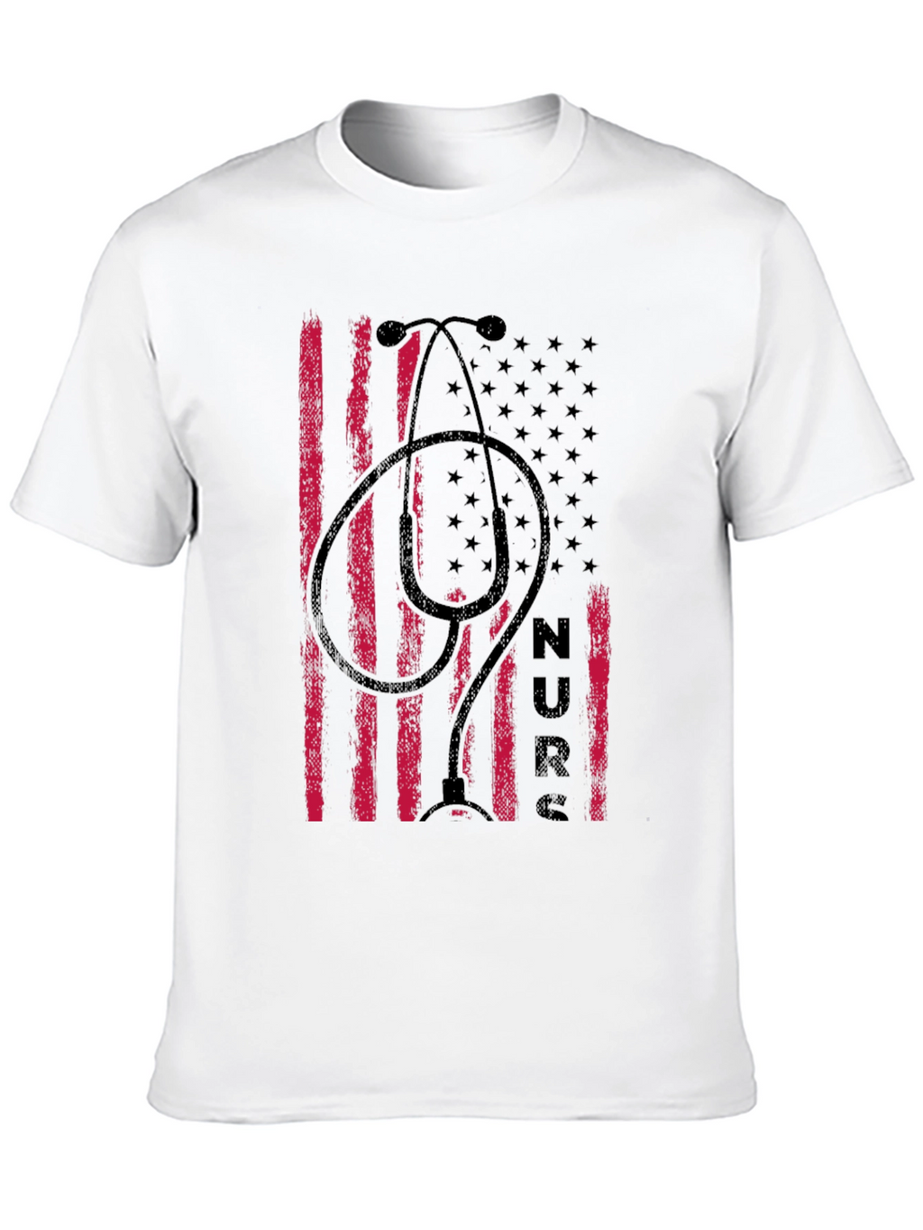 Nurse American Flag Stethoscope Graphic T-Shirt