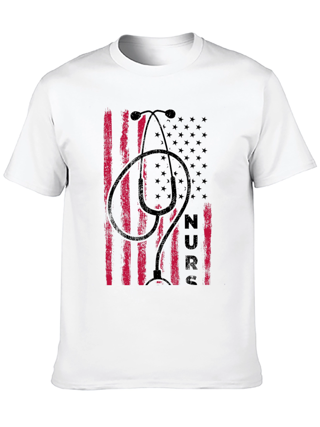 Nurse American Flag Stethoscope Graphic T-Shirt