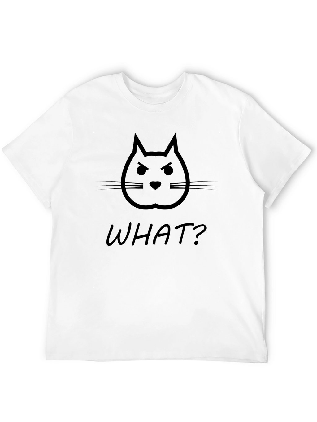 Angry Cat WHAT? Black Graphic T-Shirt