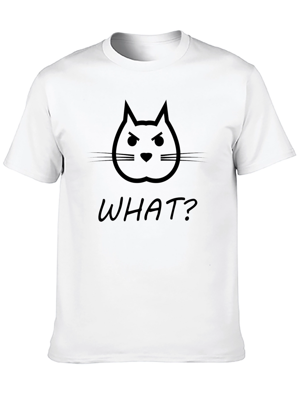 Angry Cat WHAT? Black Graphic T-Shirt