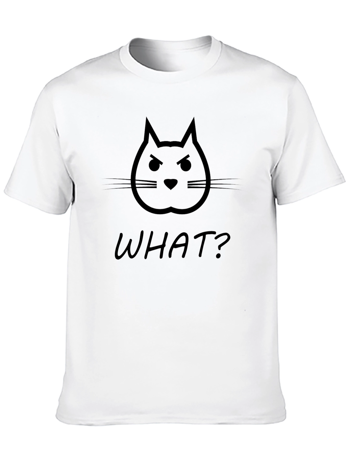 Angry Cat WHAT? Black Graphic T-Shirt