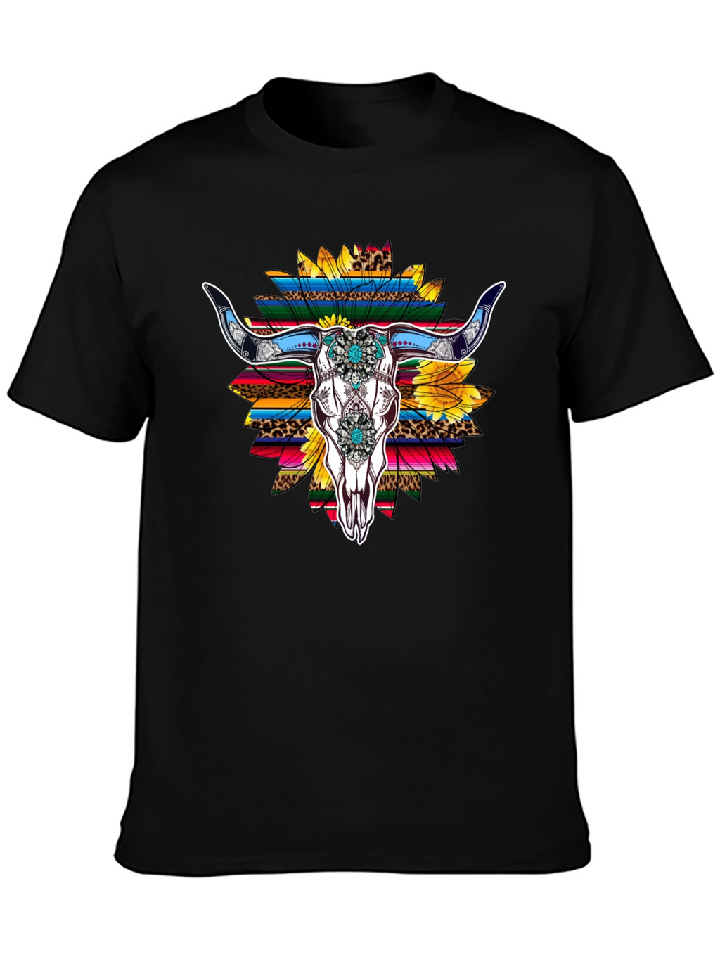 Western Bull Skull Sunflower Graphic Tee
