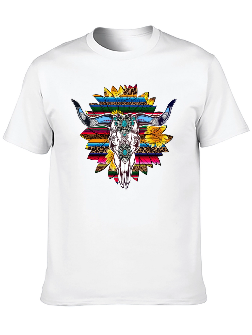 Western Bull Skull Sunflower Graphic Tee