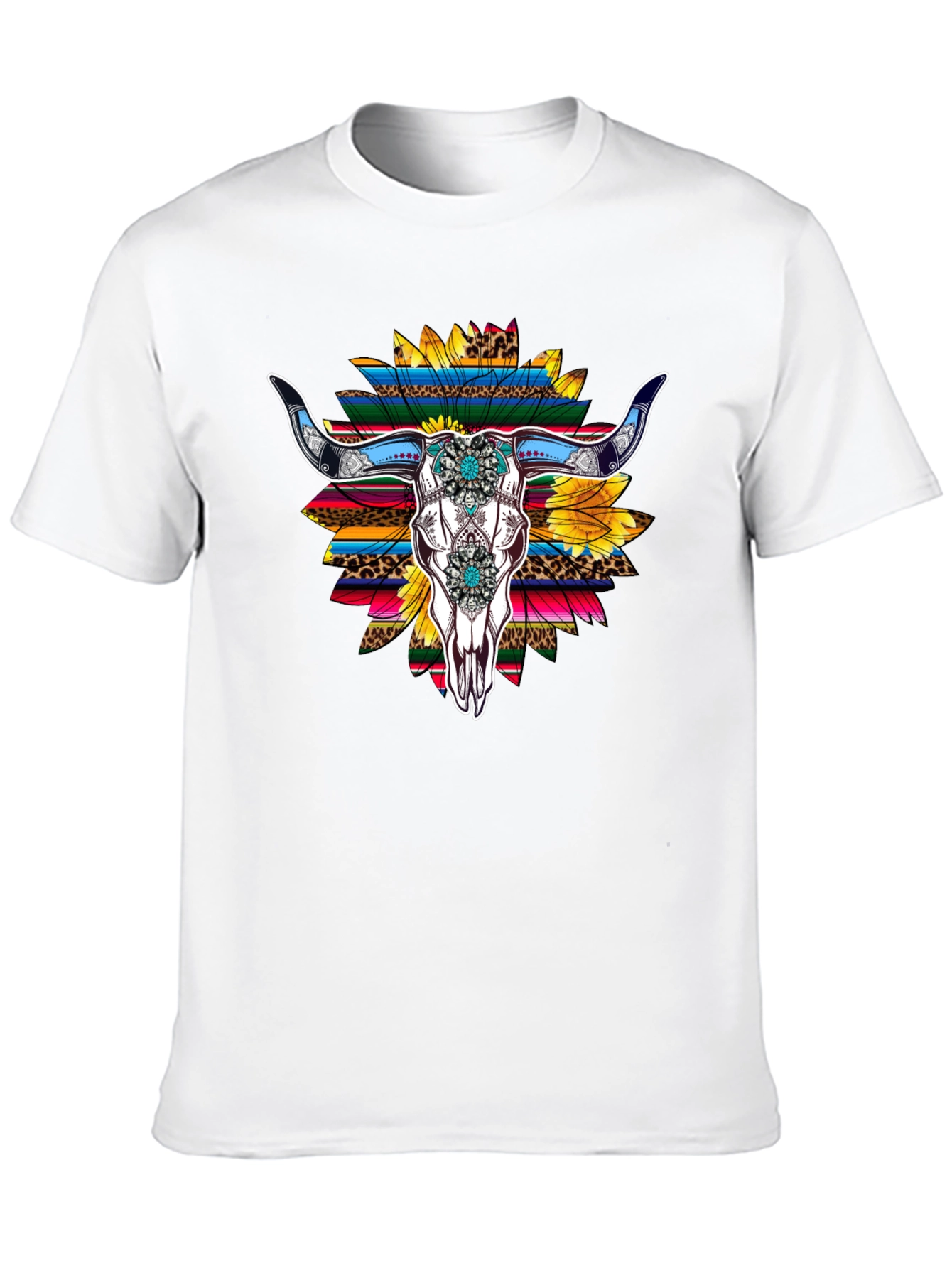 Western Bull Skull Sunflower Graphic Tee