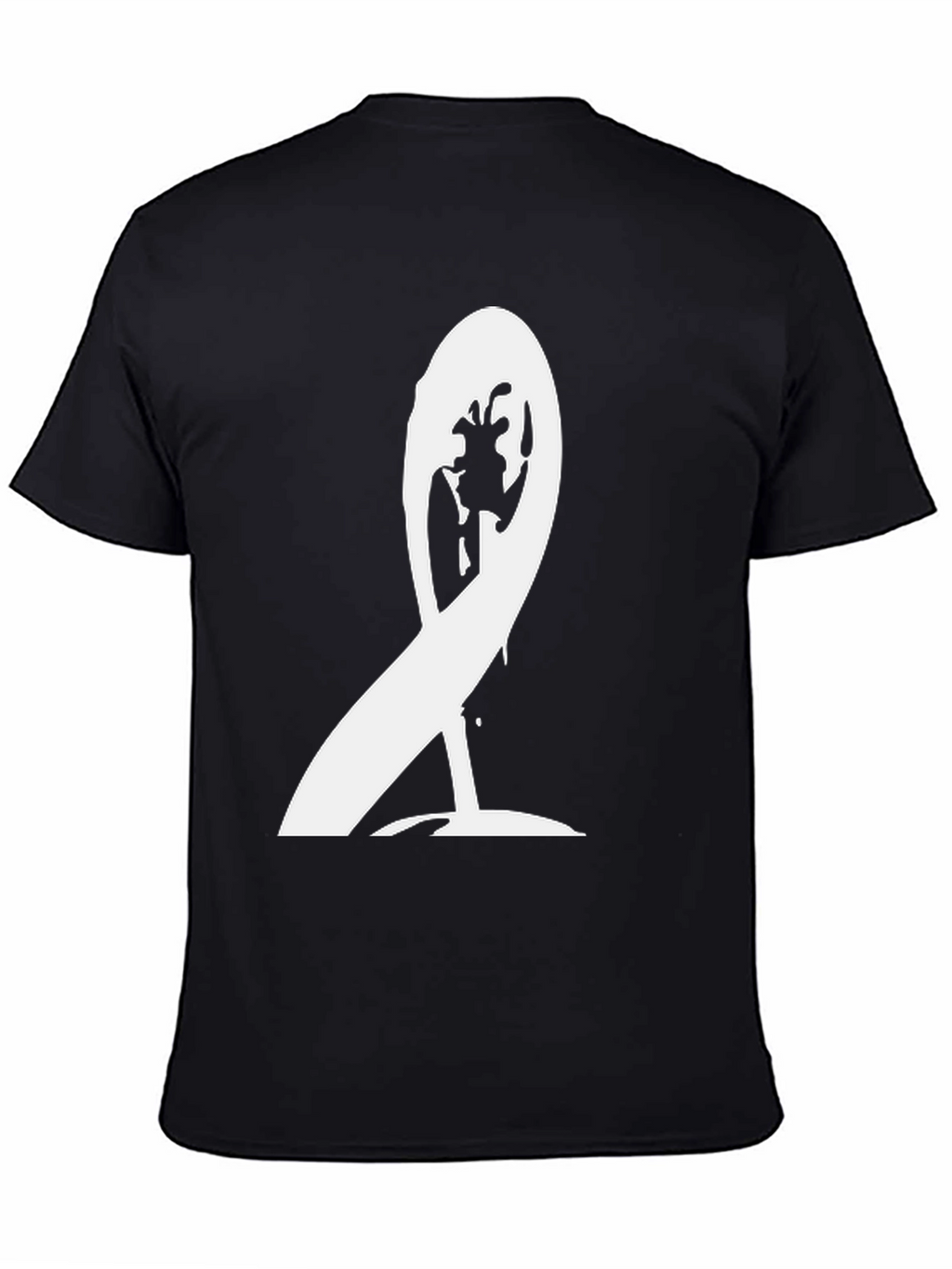 Unique White Graphic Print Black T-Shirt