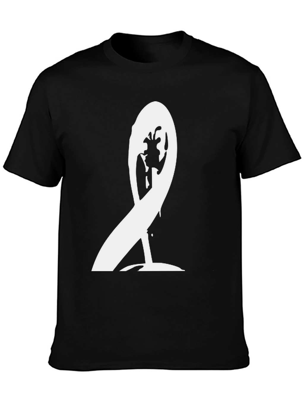 Unique White Graphic Print Black T-Shirt