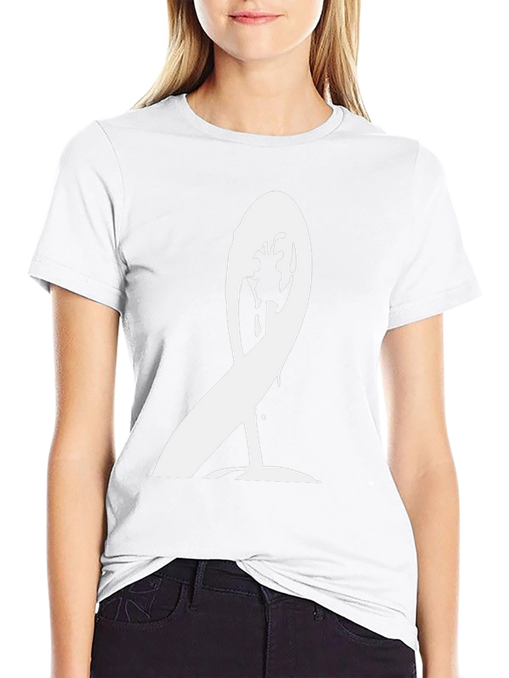 Unique White Graphic Print Black T-Shirt