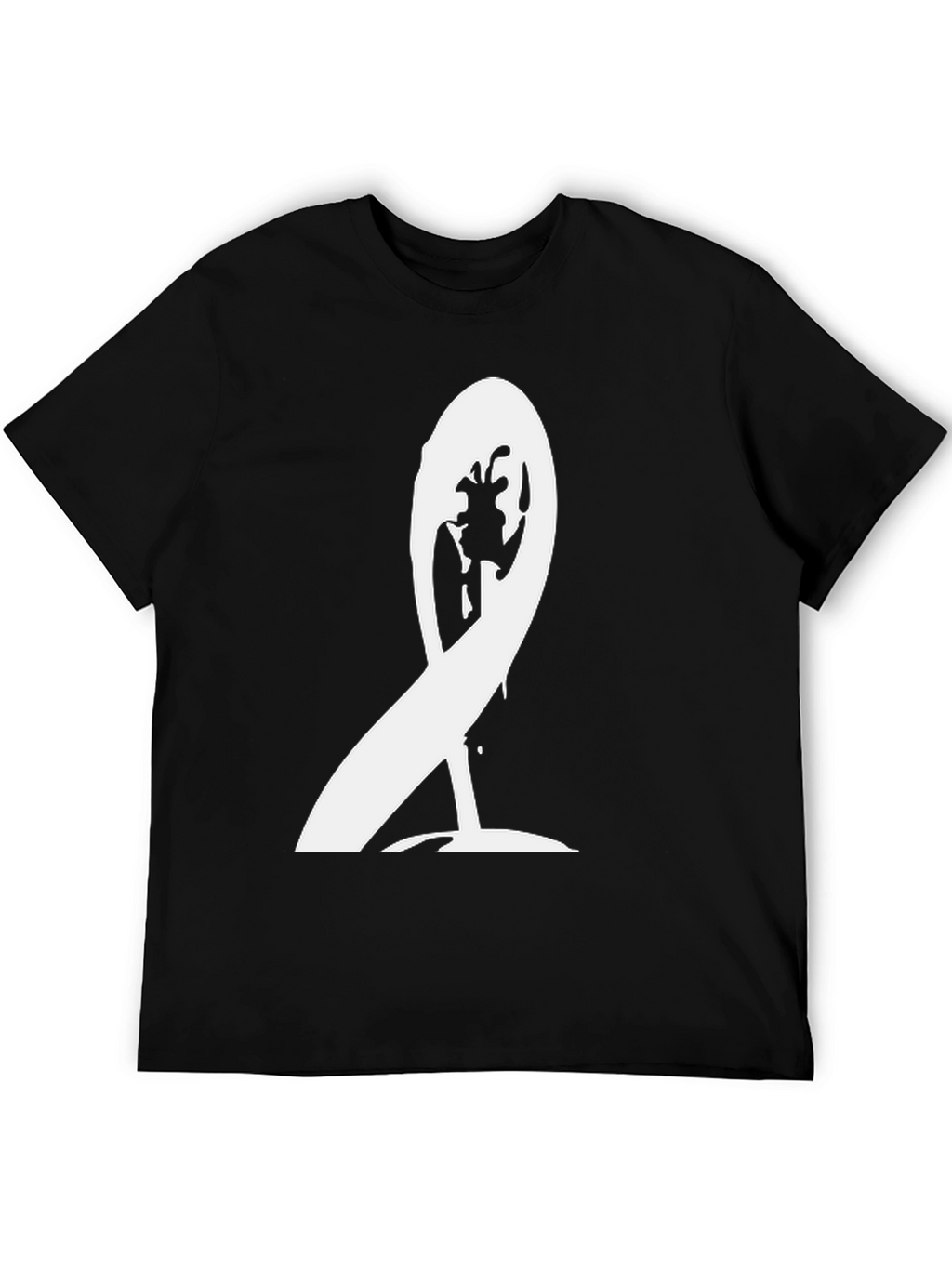 Unique White Graphic Print Black T-Shirt