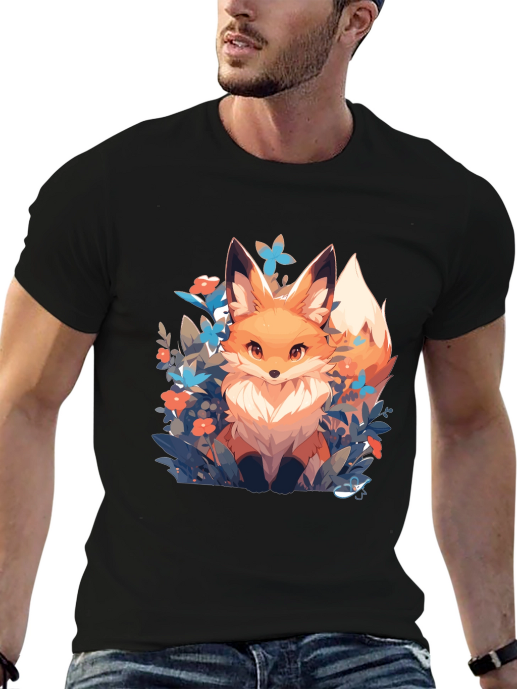 Fox in Flowers Graphic Tee
