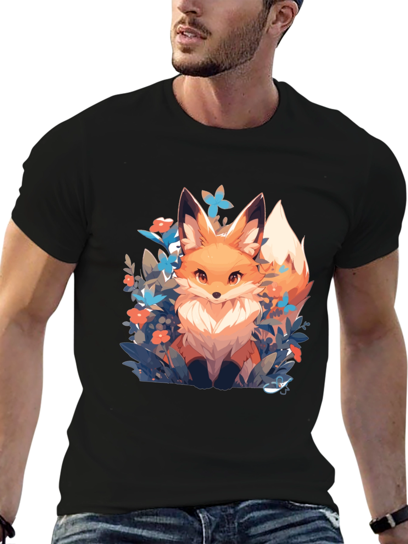 Fox in Flowers Graphic Tee