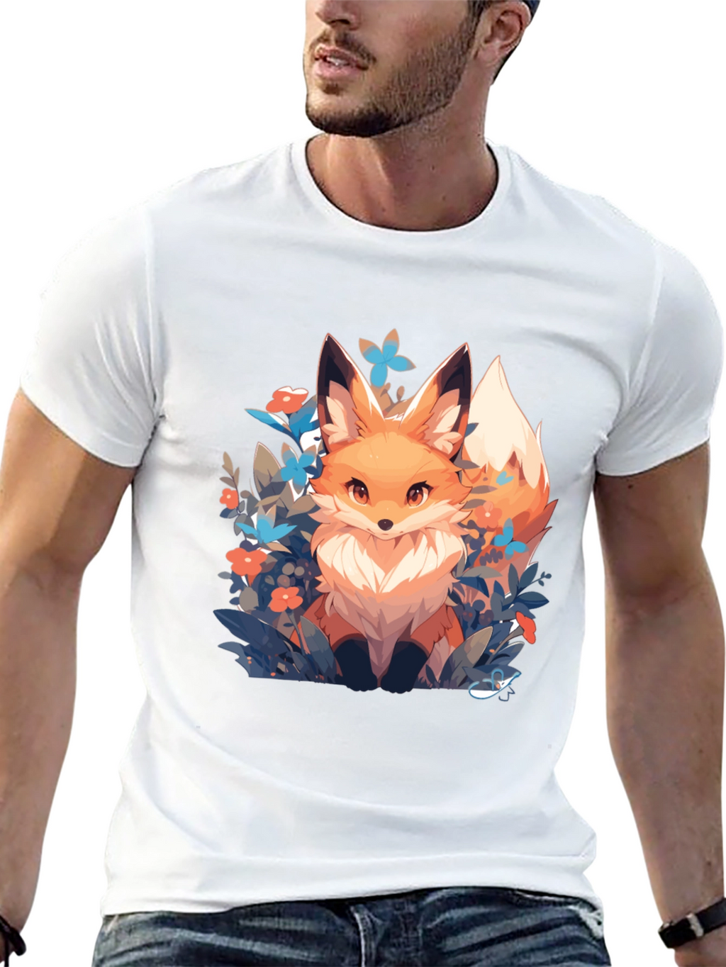 Fox in Flowers Graphic Tee