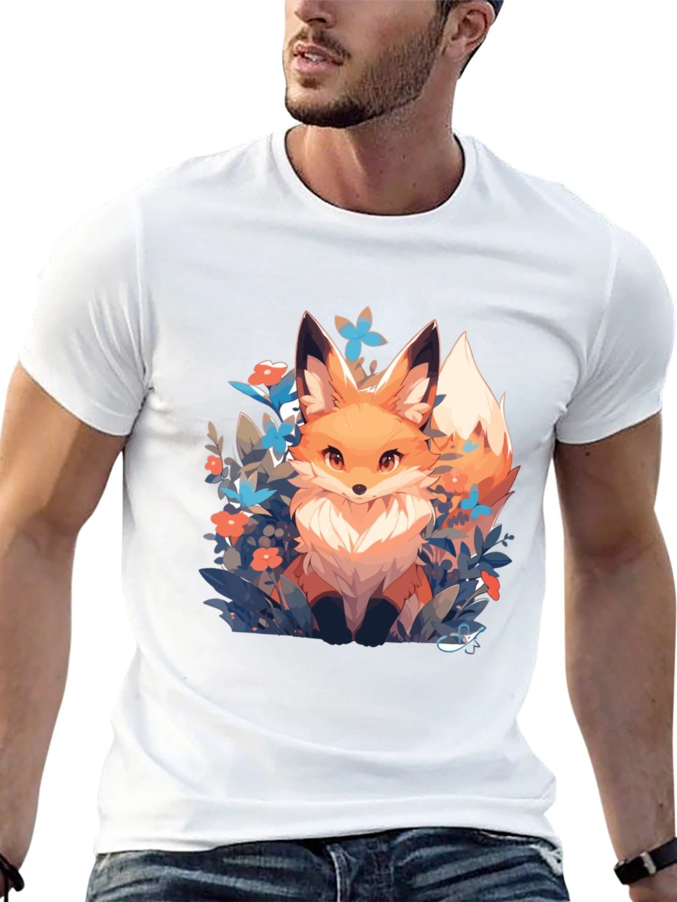 Fox in Flowers Graphic Tee