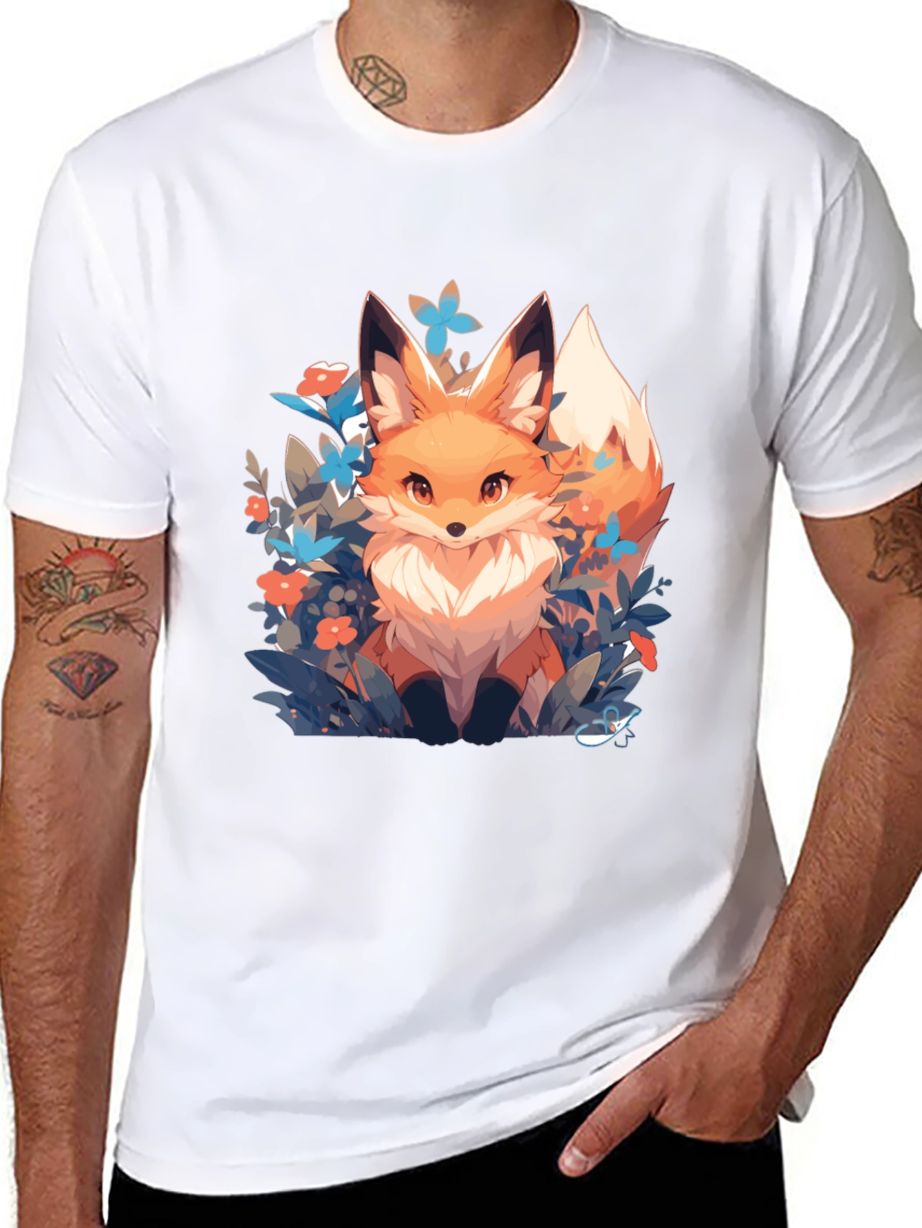 Fox in Flowers Graphic Tee