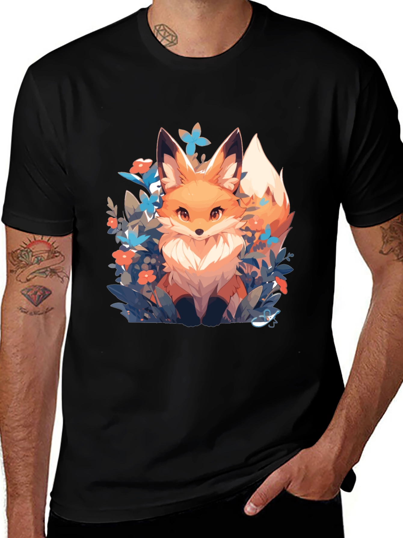 Fox in Flowers Graphic Tee